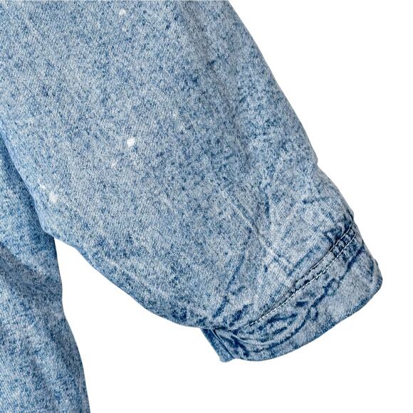 Vintage 80s Acid Wash Denim Cocoon Insulated Duster Maxi Coat, Baggy Streetwear - Picture 10 of 15